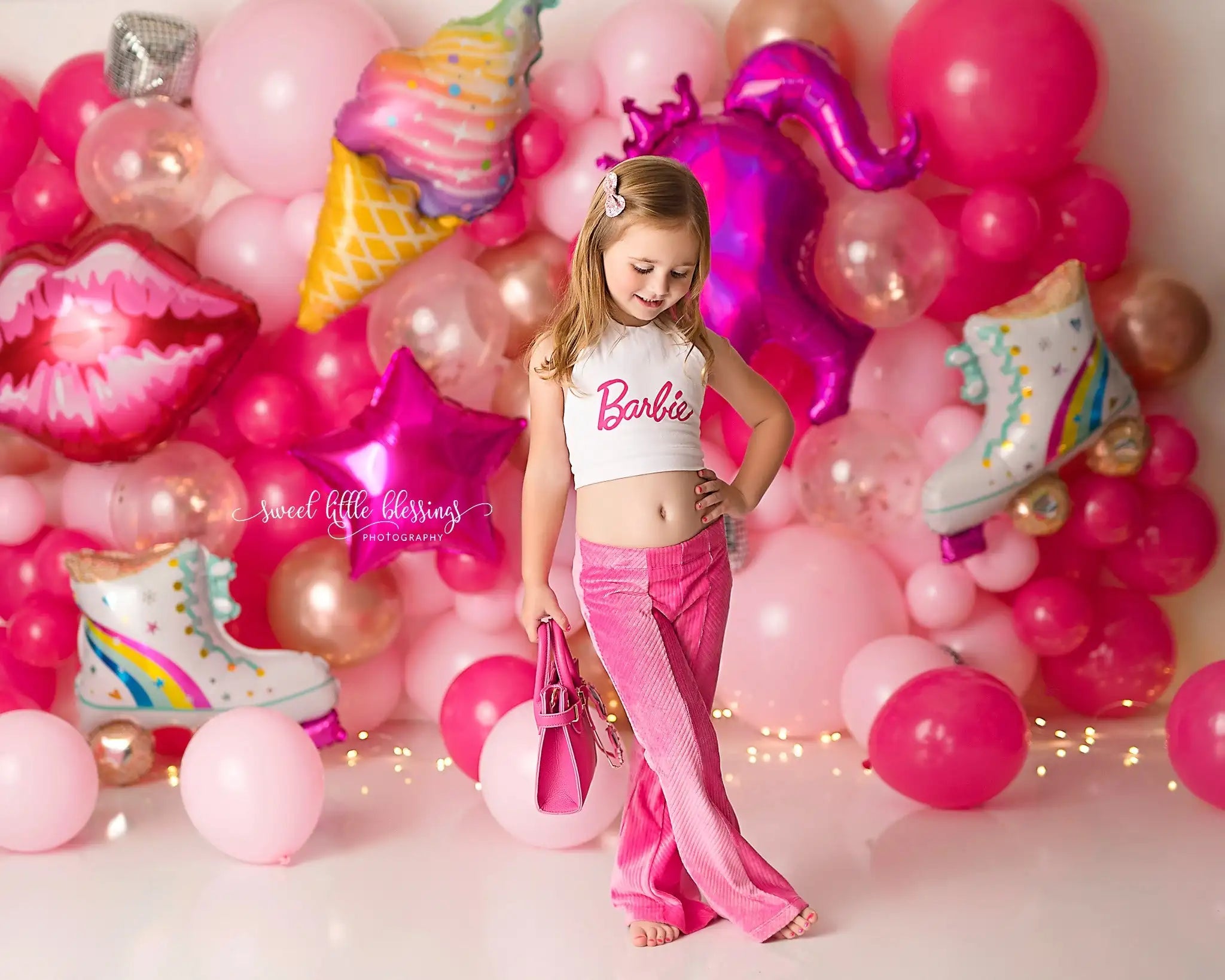 Pink Balloons Party Girl Backdrop Kids Baby Cake Smash Photography Props Child Adult Birthday Studio Backgrounds