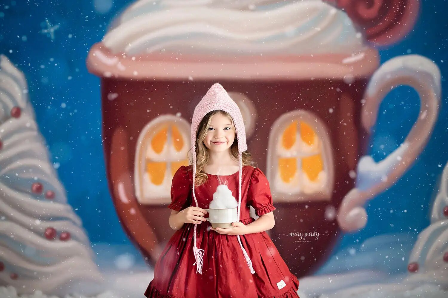 Winter Snowy Store Backdrops Child Adult Portrait Photocall Props House Front Snowflake Xmas Trees Background For Photostudio