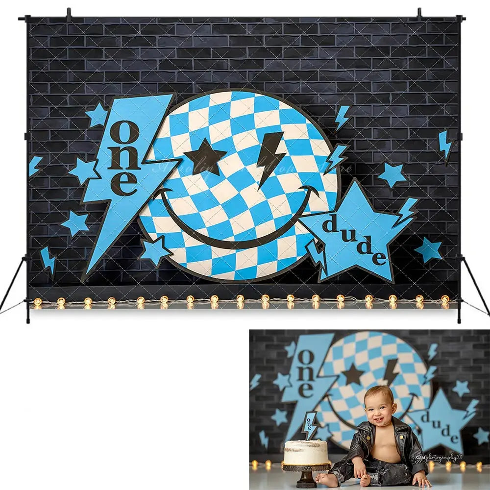 One Cool Dude Backdrop Black Wall Kids Baby Cake Smash Photography Props Child Adult Birthday Studio Backgrounds