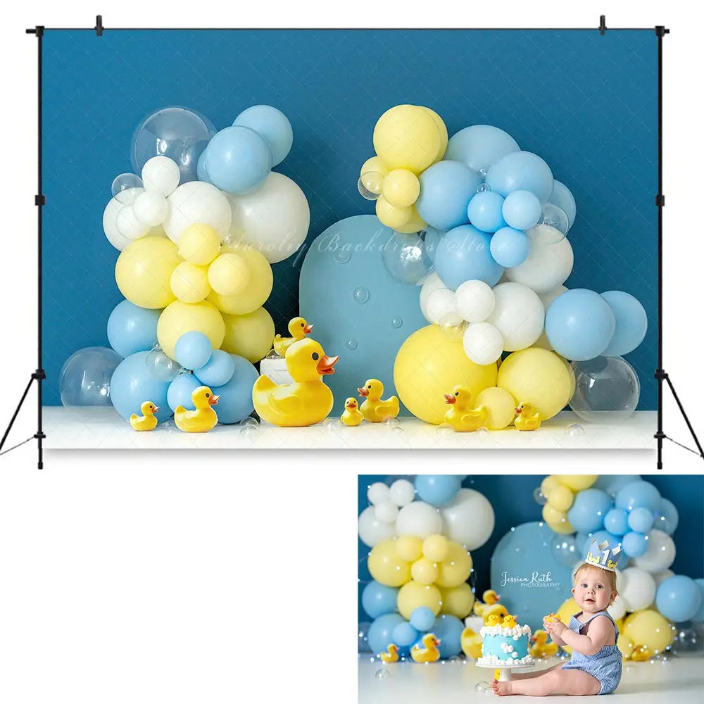 Carry Me Away Little Bear Backdrop Balloon Wall Kids Baby Cake Smash Photography Props Child Adult Birthday Studio Backgrounds