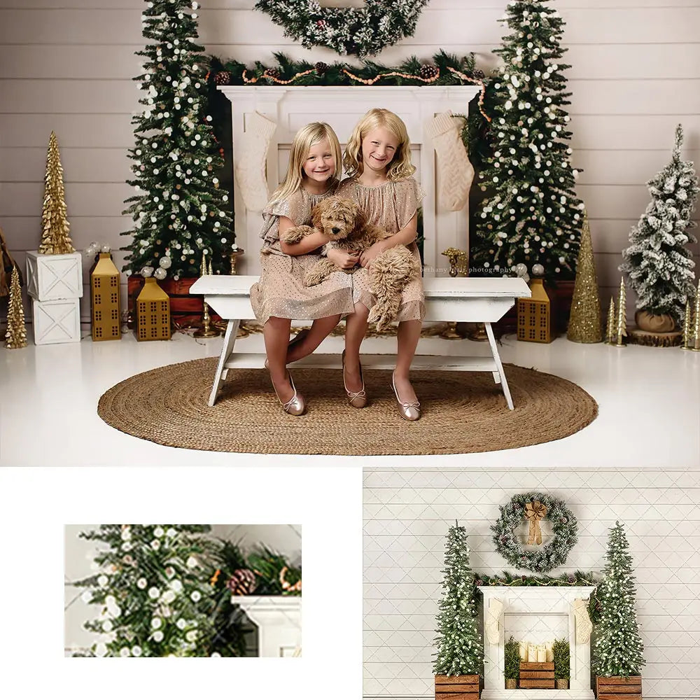 Christmas Fireplace Photography Backdrop Kids Baby Cake Smash Photocall Decors Child Adult Birthday Studio Backgrounds