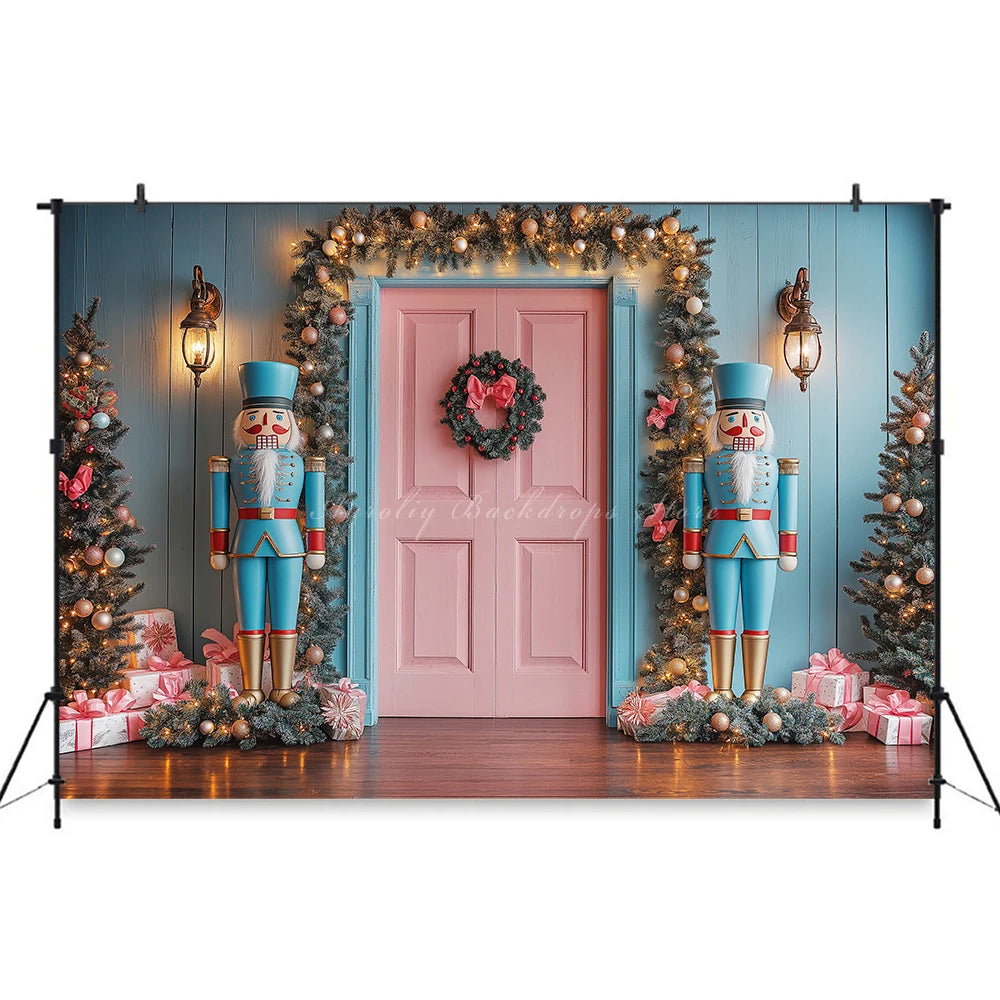 Pink and Blue Toyman Photography Backdrop Christmas Themed Kids Baby Cake Smash Photocall Decors Studio Backgrounds