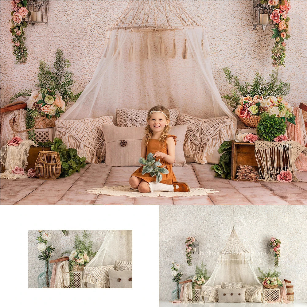 Boho Camping Backdrops Kids Baby Photography Props Child Adult Birthday Cake Smash Photocall Bedroom Decors Backgrounds