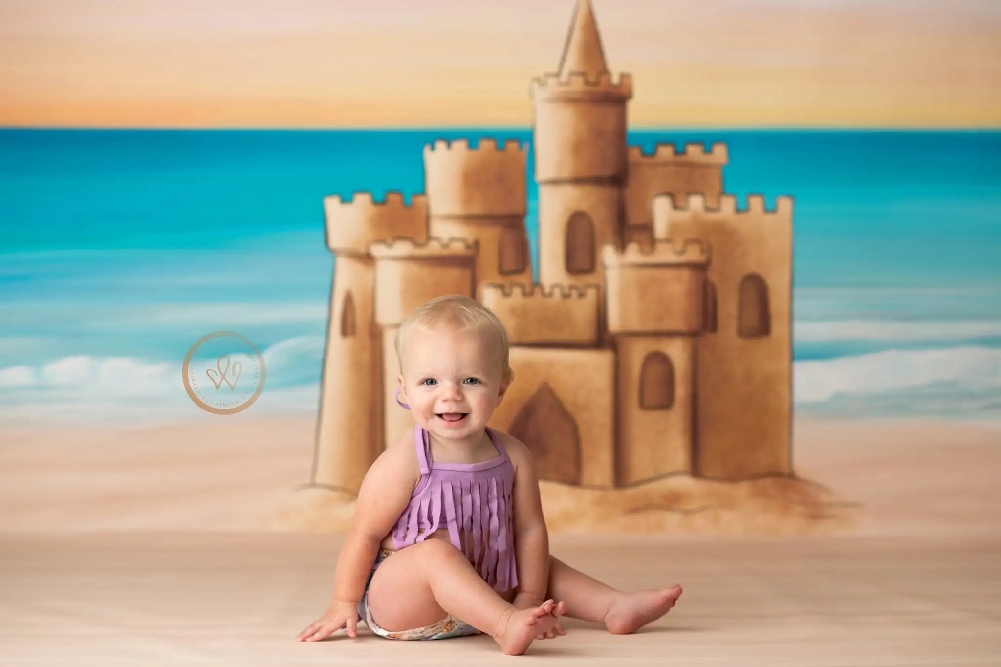 Summer Beach Sand Castle Photography Backdrop Seashore Kids Baby Cake Smash Photocall Decors Child Adult Studio Backgrounds