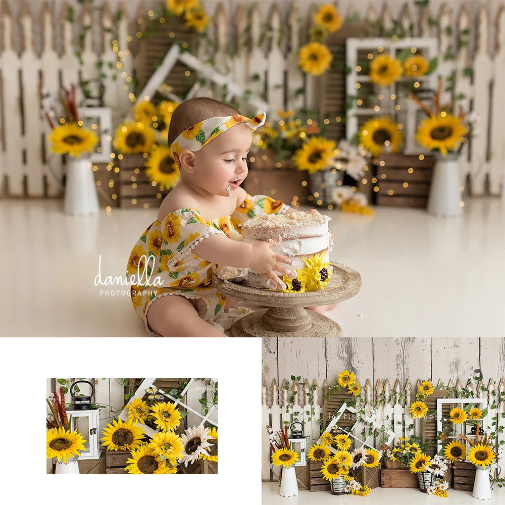 Spring Sunflower Farm Backdrops Kids Baby Photography Child Adult Photocall Decors Garden Floral Cake Smash Backgrounds