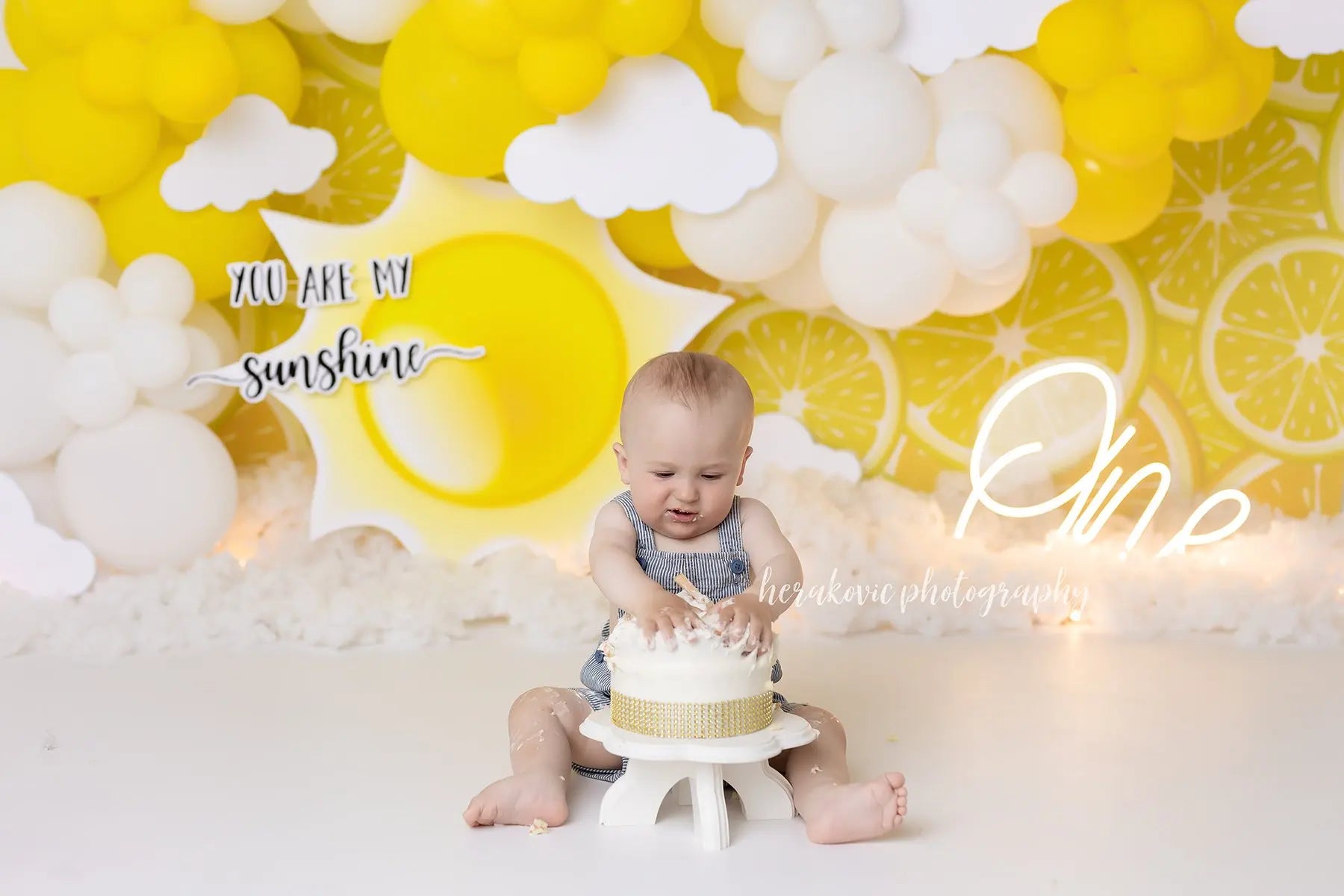 Sunshine Lemon Photography Backdrop Kids Baby Cake Smash Photocall Decors Balloon Arch Child Girls Birthday Studio Backgrounds