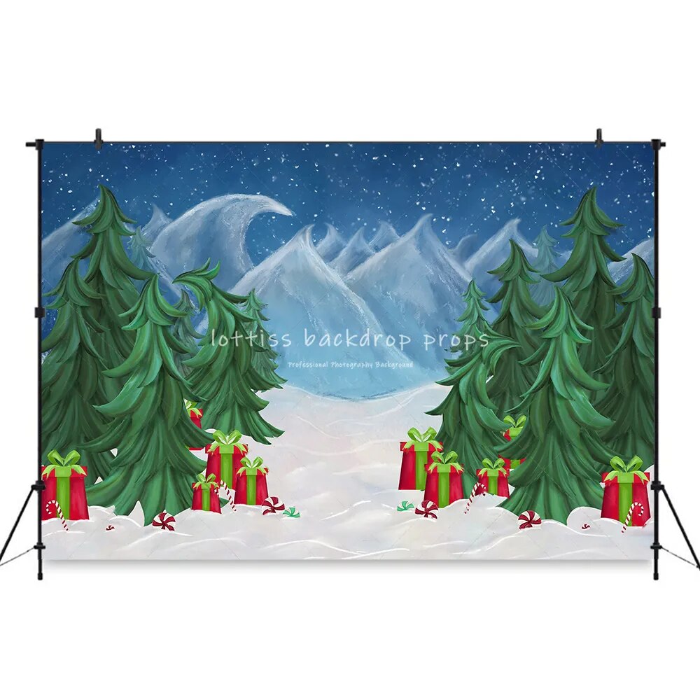 Xmas Snowy Forest Backdrops Kids Baby Photography Props Child Adult Photocall For Photostudio Winter Snow Trees Background