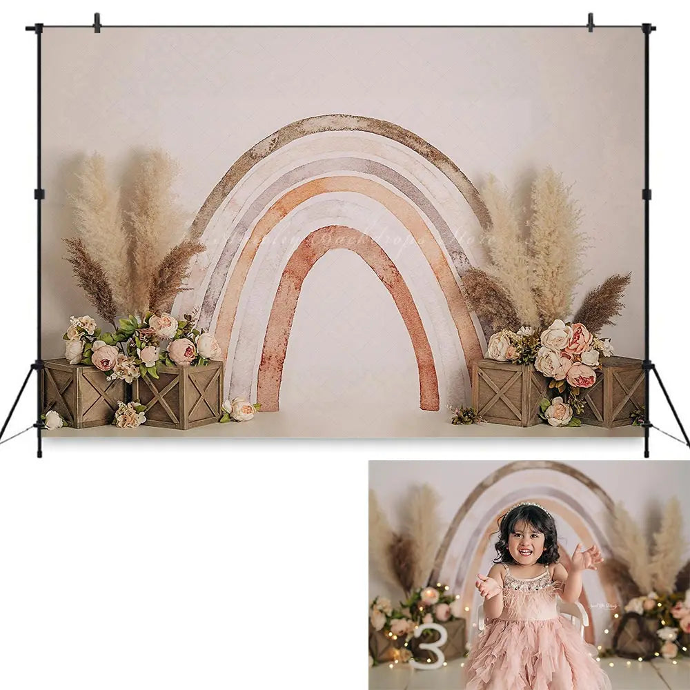 Cherry Blossom Archway Backdrop Spring Floral Kids Baby Cake Smash Photography Props Child Adult Birthday Studio Backgrounds