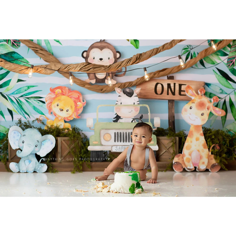 Wild One Photography Backdrop Baby Jungle Safari Photo Background Birthday Cake Smash Photo Studio Props