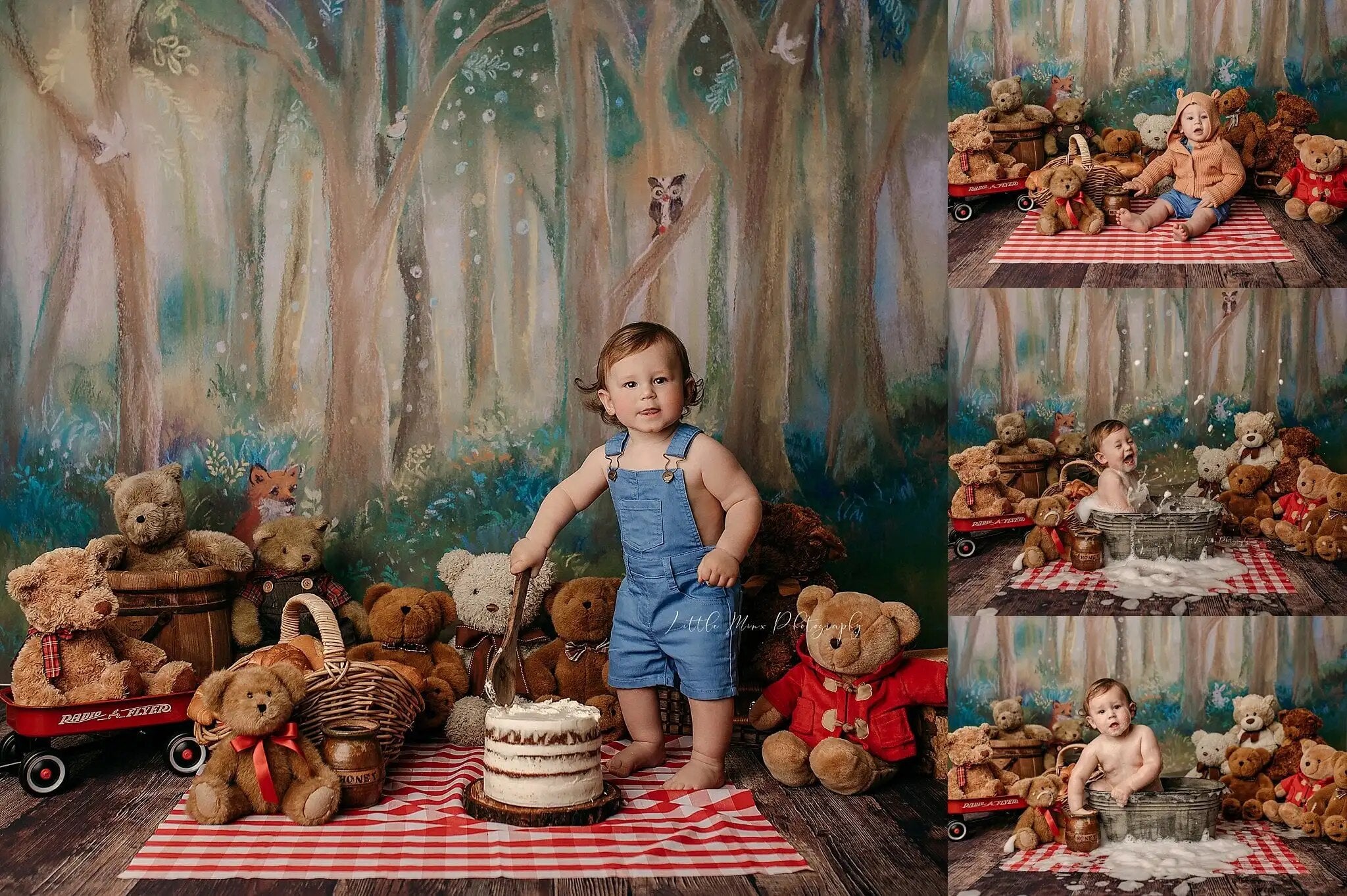 Woodland Gathering Backdrops Kids Baby Cake Smash Birthday Props Child Adult Forest Animals Photography Background