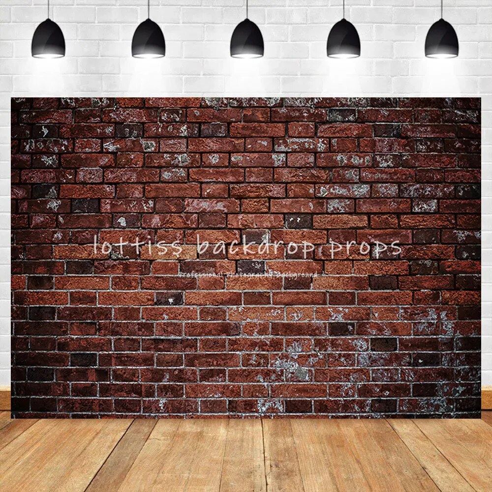 Dark Red Brick Wall Photography Backdrop Old Brown Brick-wall Wallpaper Adult Portrait Baby Child Birthday Decor Background