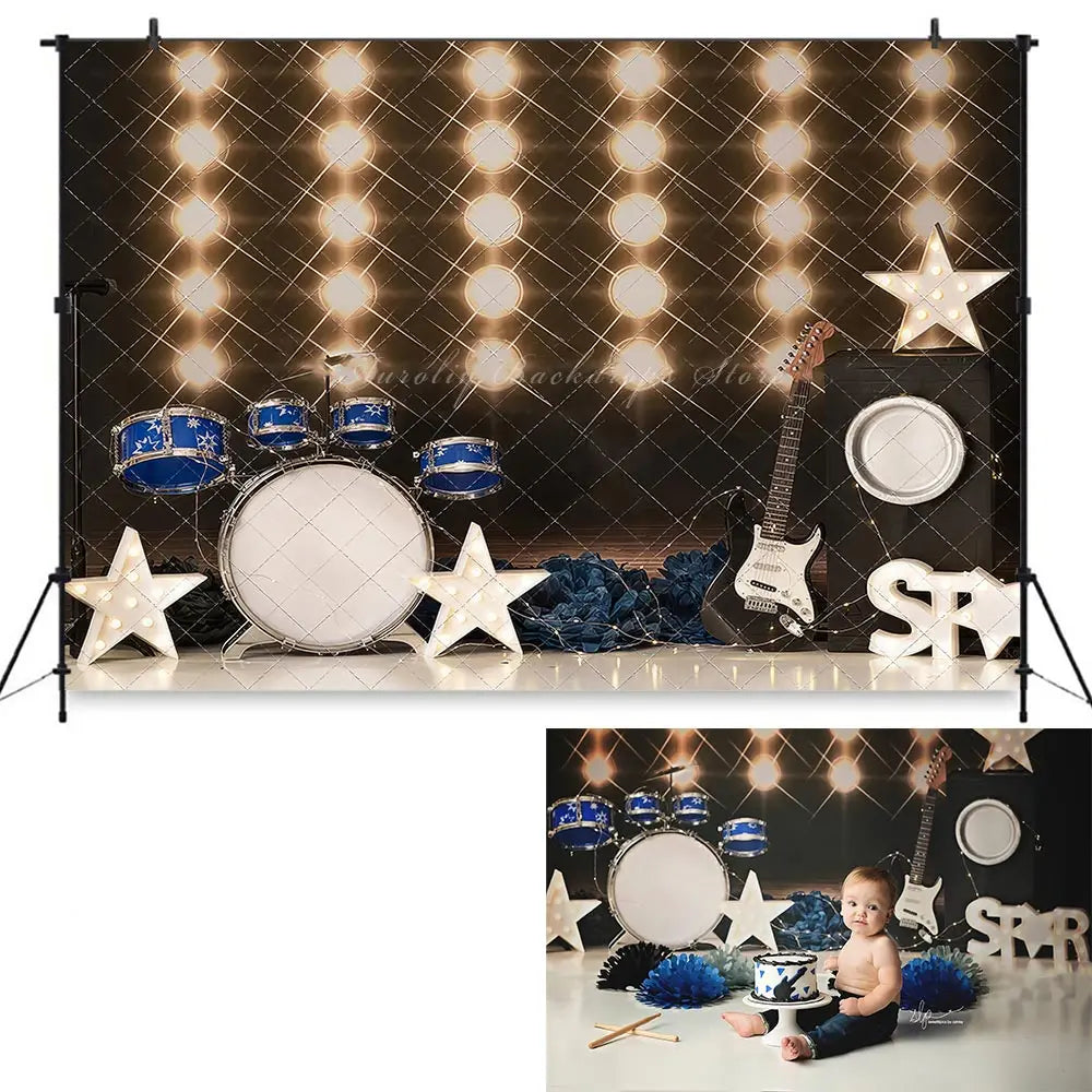 Rockstar Photo Backdrop Kids Baby Cake Smash Photography Props Child Adult Birthday Party Photo Shoot Backgrounds