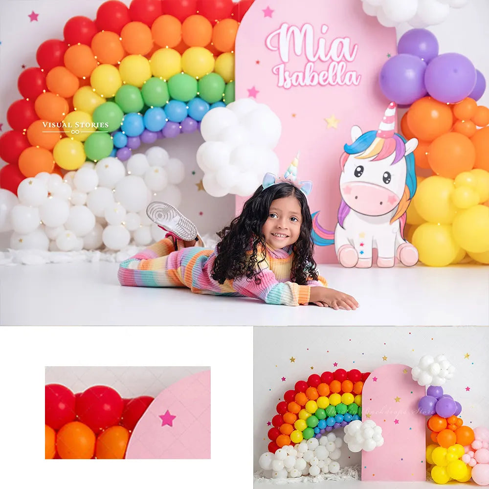 Rainbow Balloons Photography Backdrop Kids Baby Cake Smash Photocall Decors Child Girls Adult Birthday Studio Backgrounds