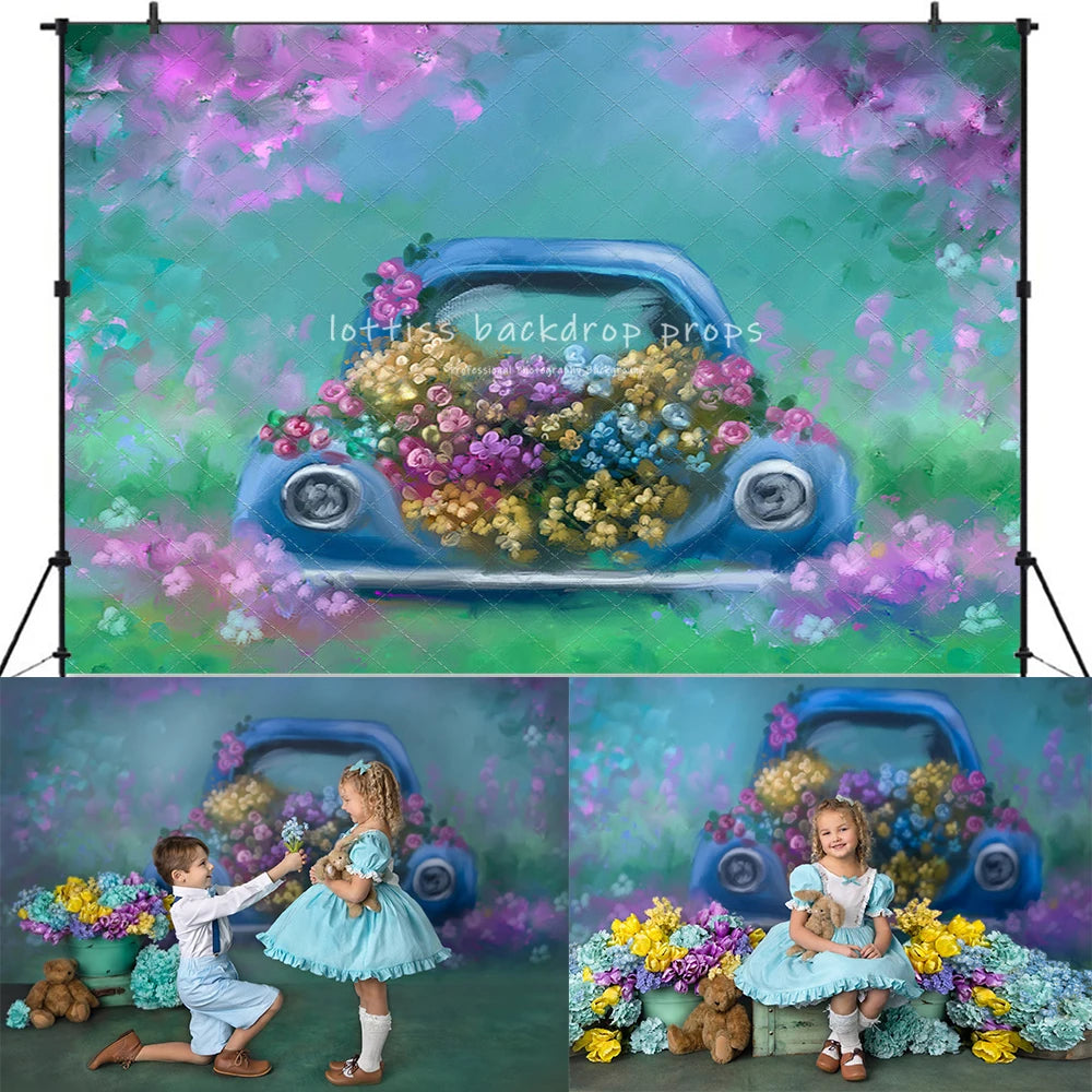 Spring Theme Backdrops Kids Baby Photography Garden Floral Photocall Child Girl Photo Flower Bunny Forest Backdrops