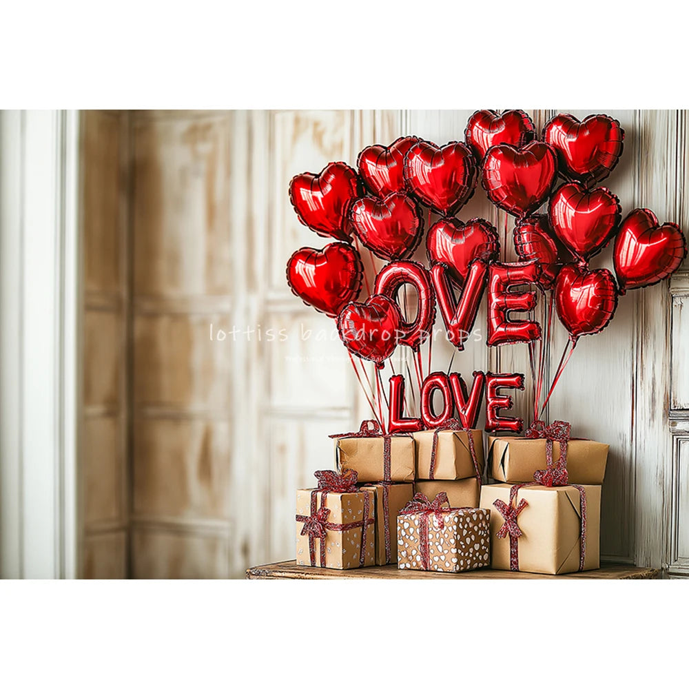 Love Balloons Wall Valentine's Day Backdrops Kids Adult Photography Child Baby Cake Smash Photocall Red Rainbow  Backgrounds