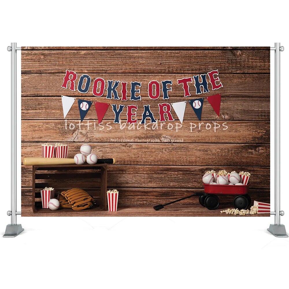 Sports Theme Photography Backdrop Baseball Soccer Baseball 1st Boy Birthday Props Wooden Wall Football Party Background