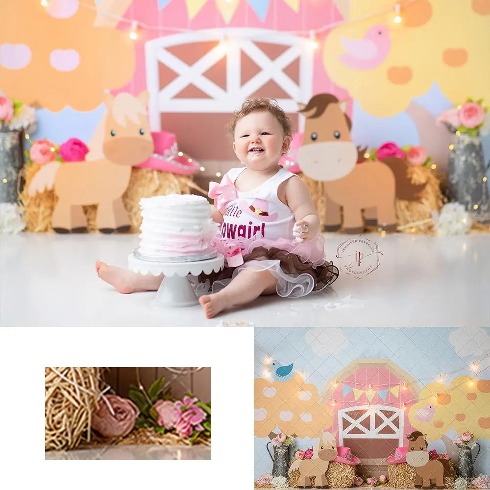 Barnyard Animals Photography Backdrop Kids Baby Cake Smash Photocall Decors Child Adult Birthday Backgrounds