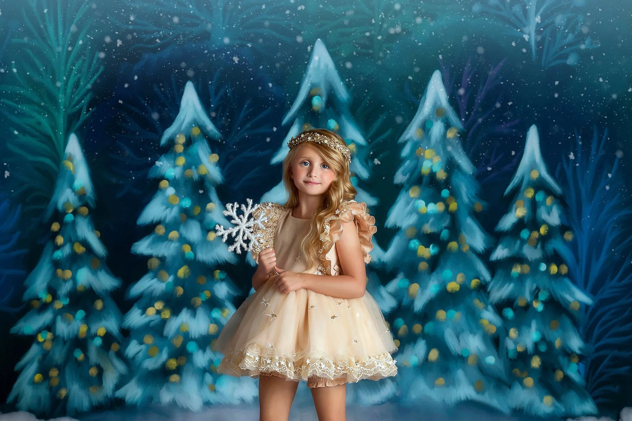 Christmas at the Northern Lights Backdrops Kids Adult Portrait Photography For Photostudio Child Xmas Snowy Forest Background