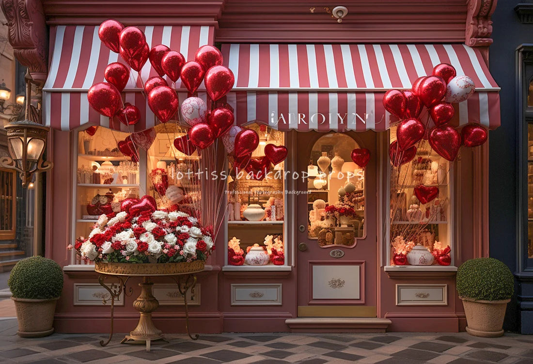 Valentine's Day Shop Front Backdrops Kids Baby Photography Props Child Adult Photocall Rose Floral Kitchen Photocall Backgrounds