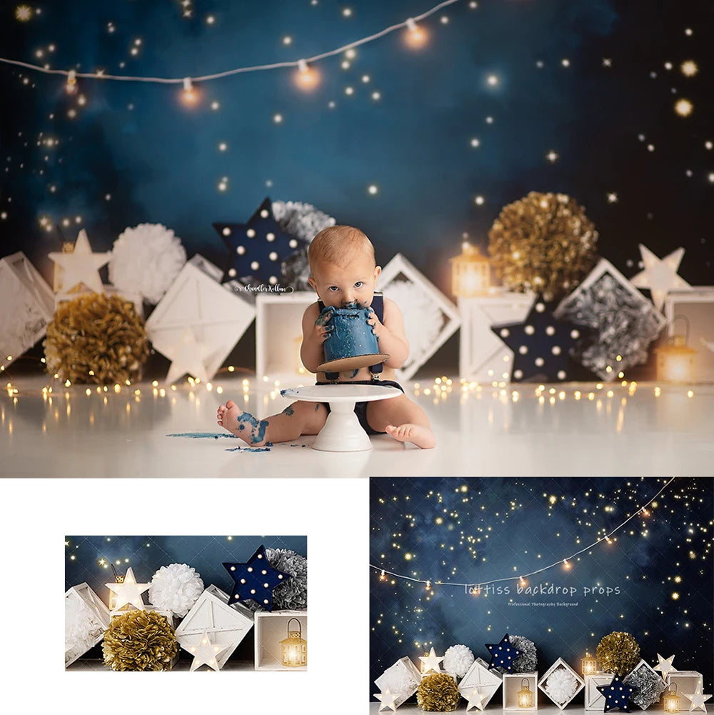 Starry Night Photography Backdrops Kids Adult Photocall Decors Baby Child Cake Smash Birthday Backgrounds