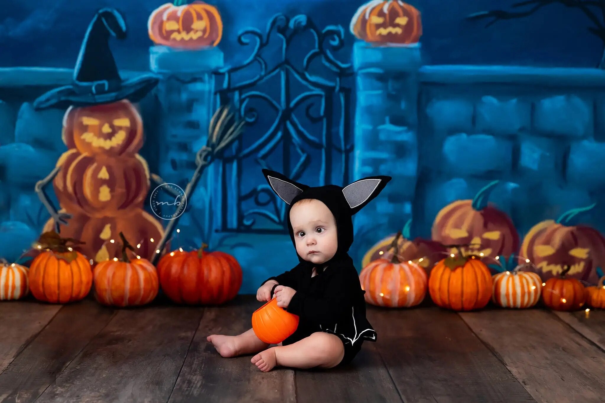 Arrière-plan de soirée citrouille d'halloween, pour séance photo d'enfants et de bébés, fête d'automne, grande lune, anniversaire d'enfant, arrière-plan de photographie pour adultes 