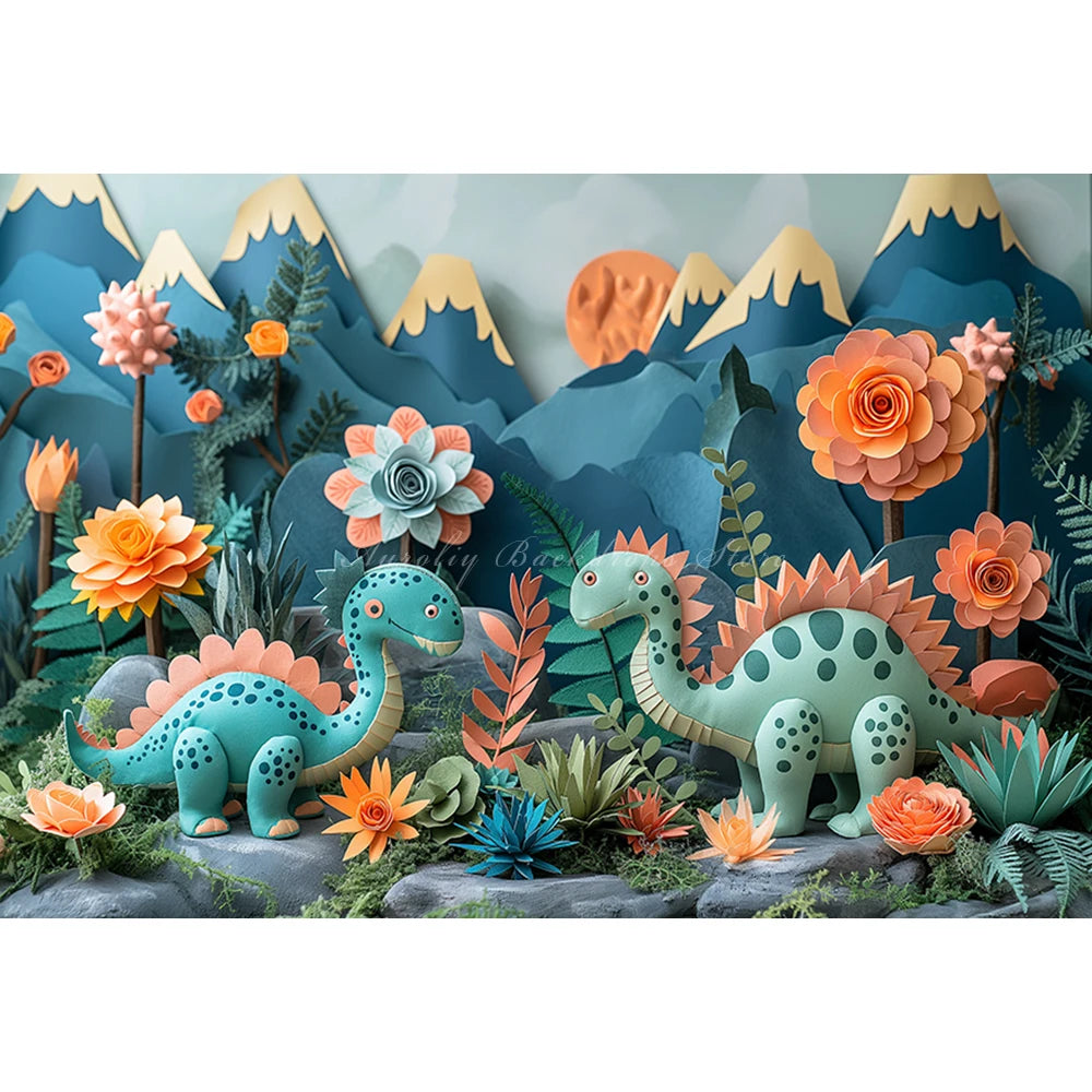 Jungle Dinosaurs Photography Backdrop Kids Baby Cake Smash Photocall Decors Forest Volcano Child Adult Studio Backgrounds