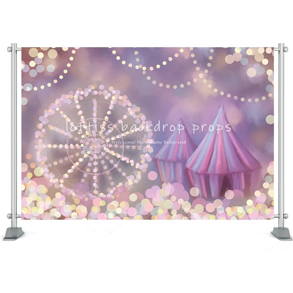 Toile de fond pour photographie de cirque, décor de fête d'anniversaire pour enfants, Portrait de nouveau-né, grande roue, arrière-plan pour Studio Photo 