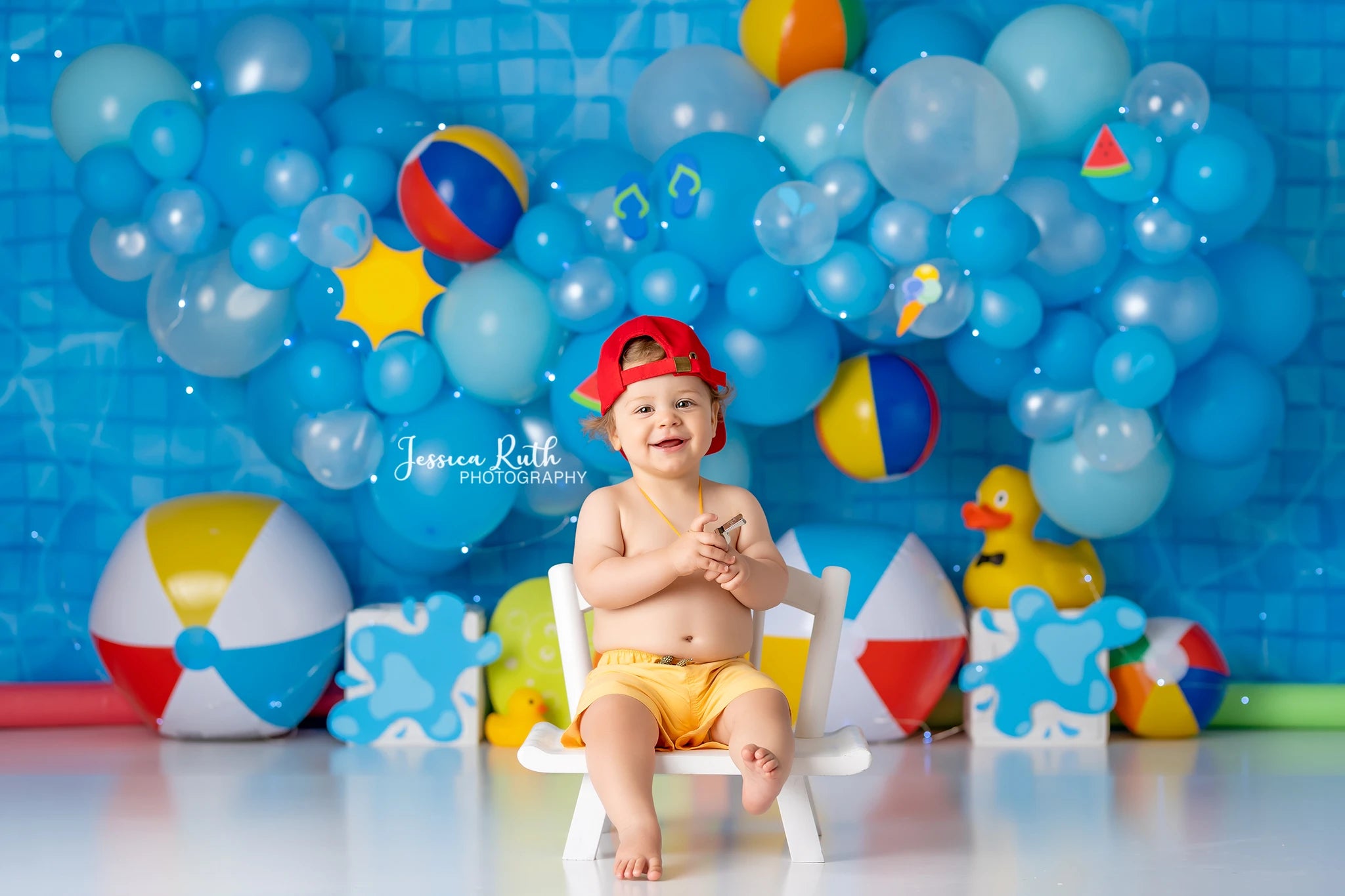 Summer Pool Party Backdrop Kids Baby 1st Birthday Photocall Decors Balloons Child Boys Adult Photography Backgrounds