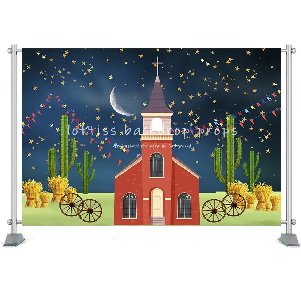 Mexico Fiesta Photography Background Barn Haystack Flower Desert Cactus Guitar Flags Kids Boy Birthday Party Decor Backdrop