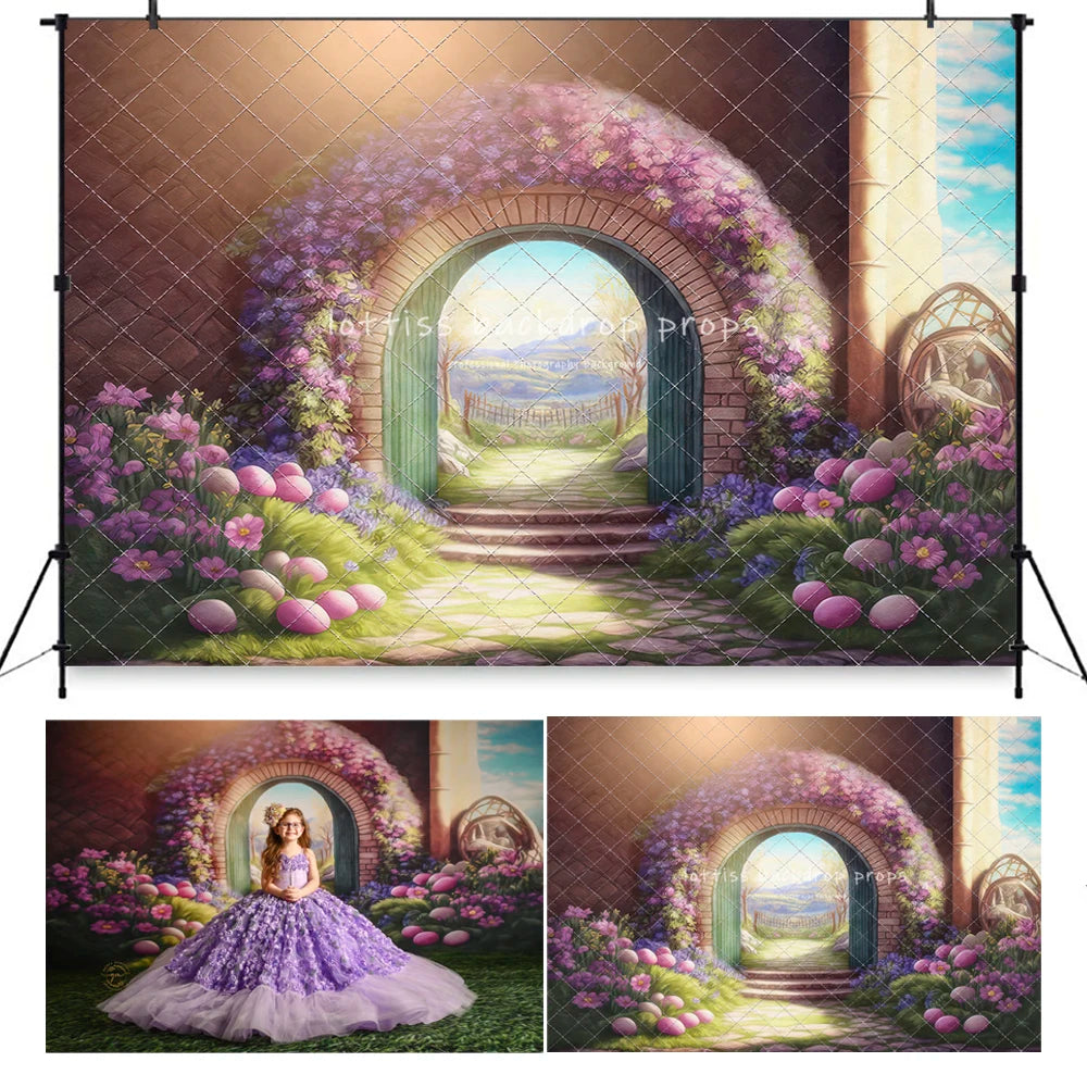 Easter Garden Floral Entrance Wall Backdrops Kids Baby Photography Child Adult Photocall Decors Wonderland Bloom Backgrounds