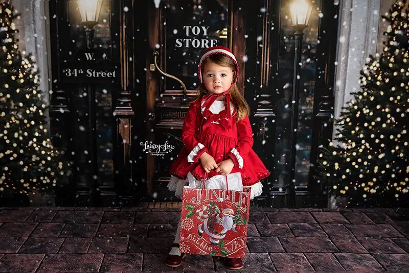 Xmas Miracle on the Street Backdrops Kids Baby Photography Props Child Adult Photocall Decors Christmas  Snowy Street Background