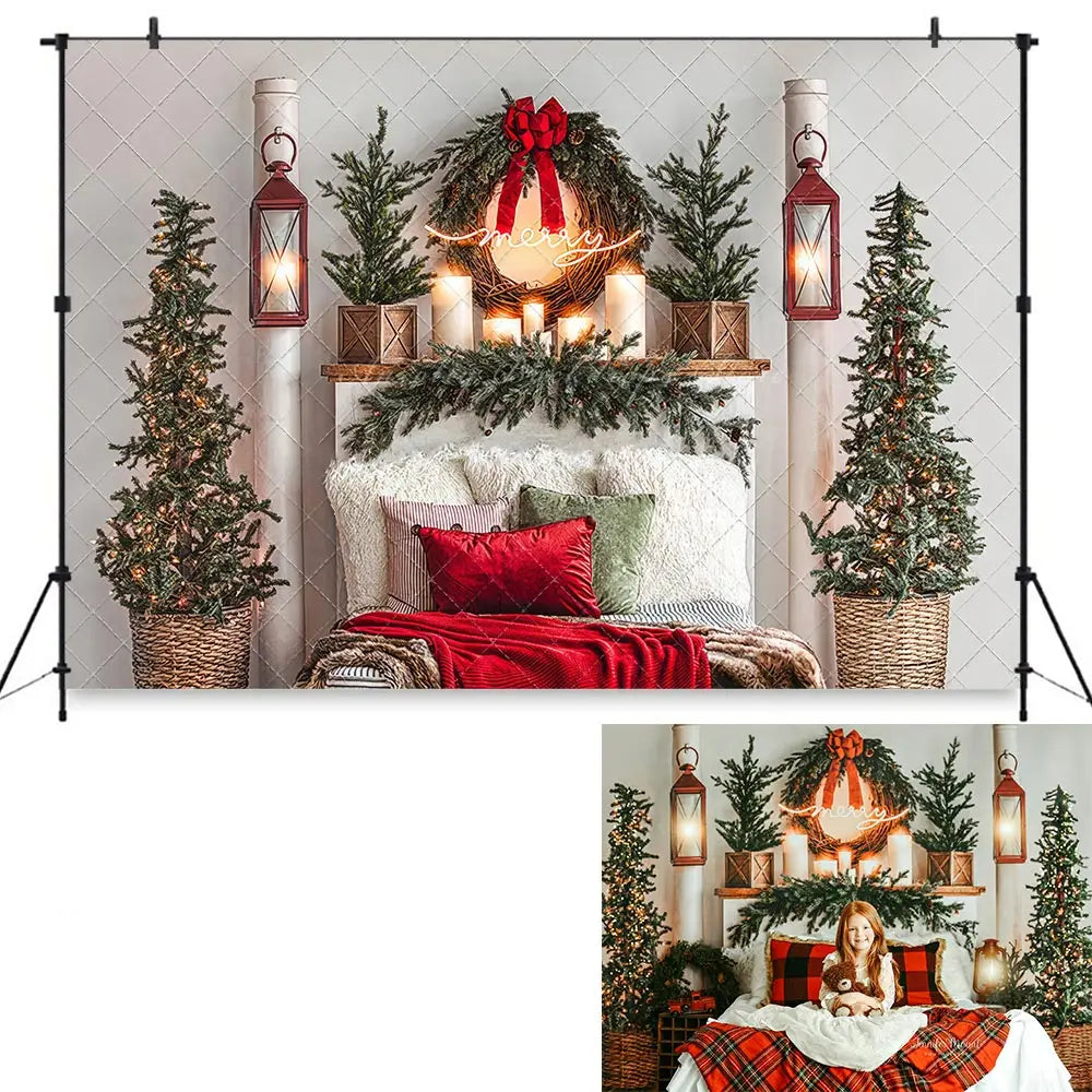 Comfort  Joy Christmas Backdrop Kids Baby Cake Smash Photography Props Headboard Candles Child Adult Studio Backgrounds