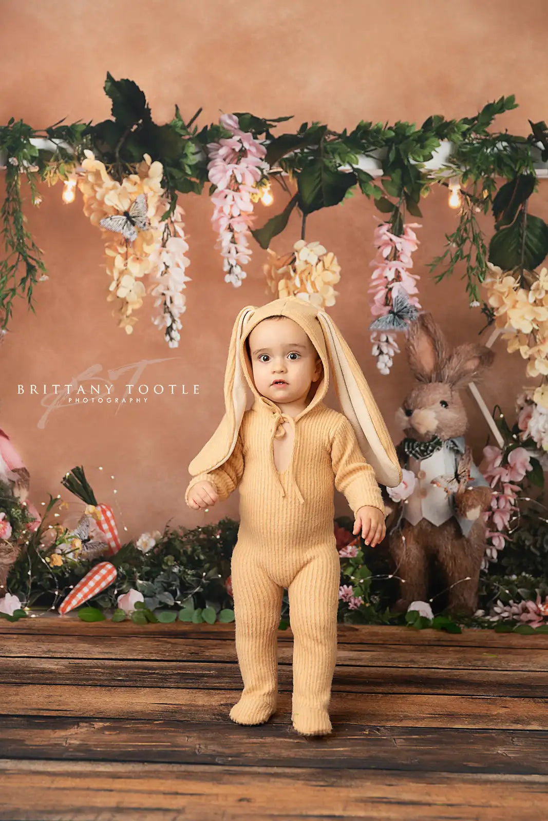 Spring Garden Bunny Backdrops Kids Adult Photography Props Child Baby Photocall Decors Floral Plants Animals Backgrounds