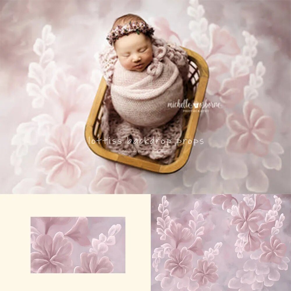 Solid Color Kids Photography Backdrop Art Floral Baby Child Newborn Cake Birthday Props Abstract Hand Painted Flower Background