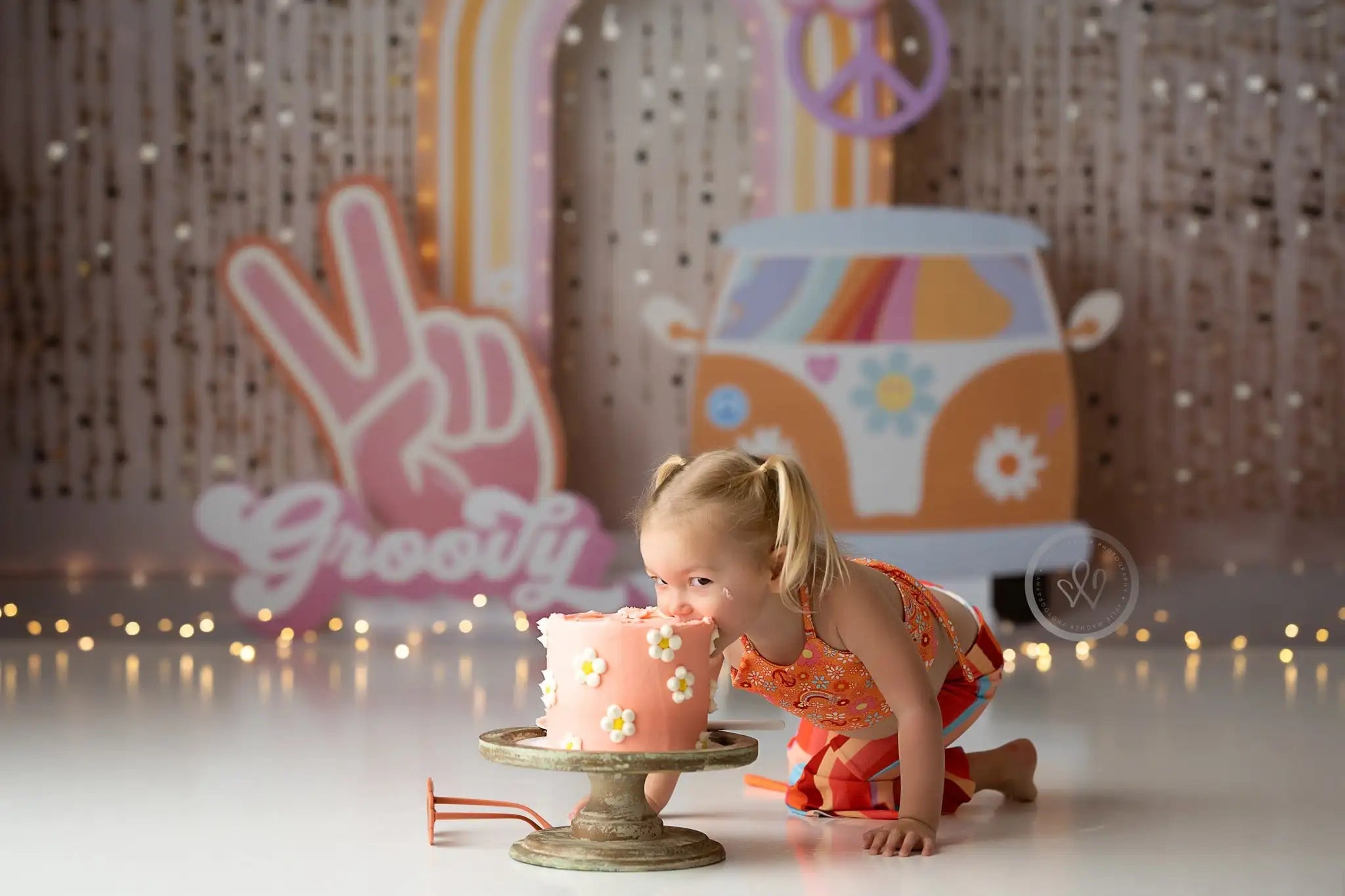 Two Groovy Birthday Backdrop Kids Baby Cake Smash Photography Props Girls Adult Studio Backgrounds