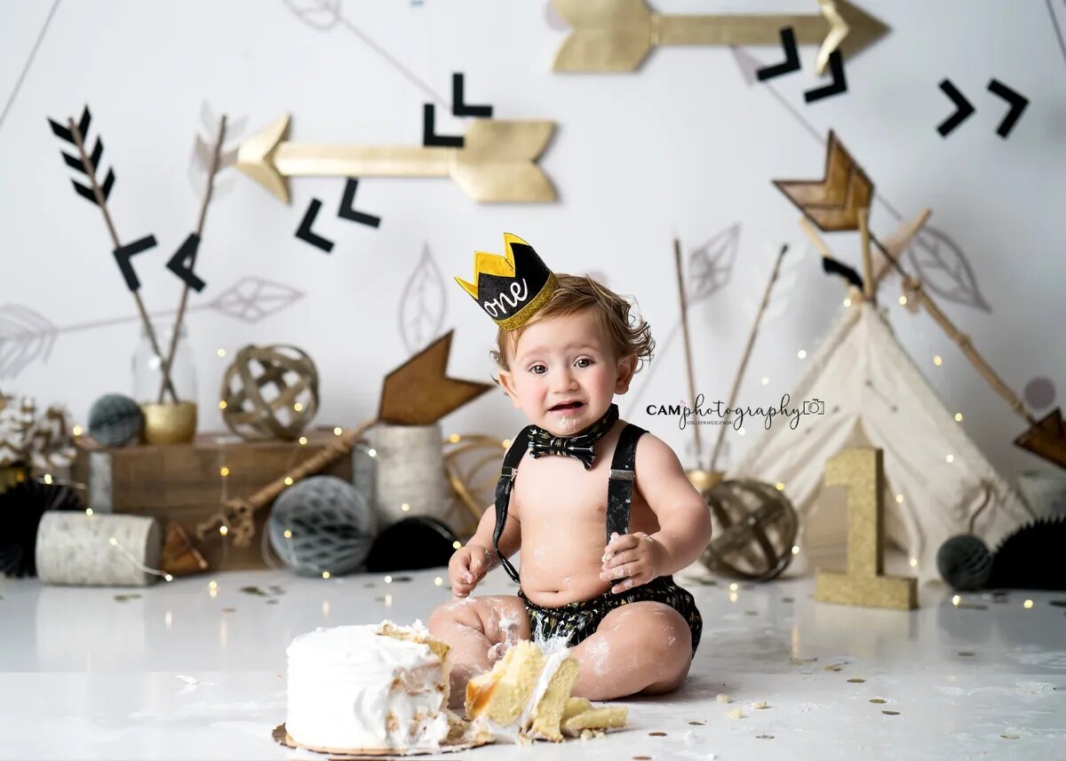 Wild One Backdrops Boy Portrait Props Kids Baby Cake Smash Photography Tent Birthday Party Child Sports Background