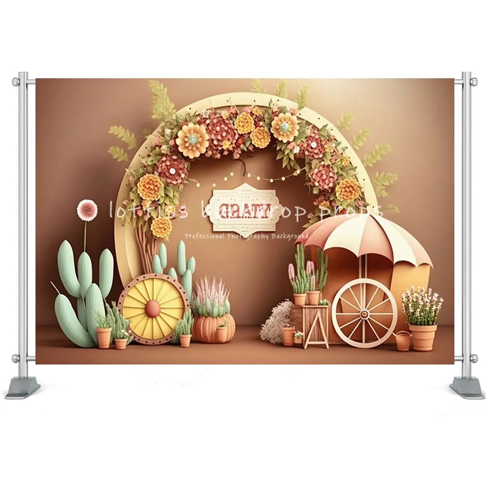 Mexico Fiesta Theme Photography Backdrop 3D Painting Summer Desert Cactus Boy Kids Birthday Party Festival Decor Background