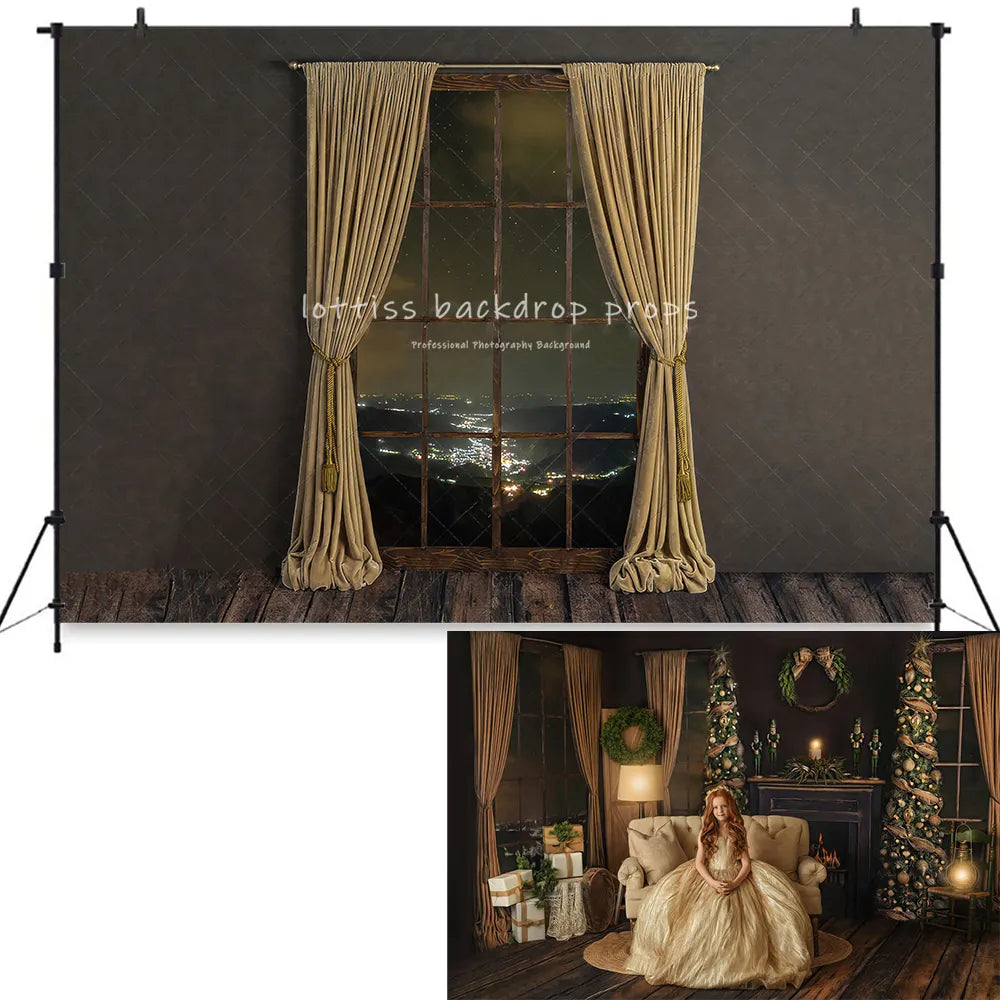 Golden Warm Xmas Livingroom Backdrops Adult Child Photography Portrait Props Christmas Fireplace Background For Photostudio