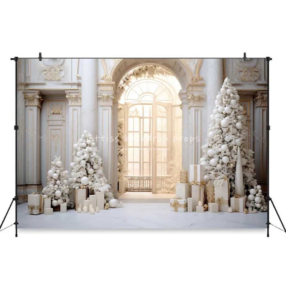 Winter Living Room Backdrops Christmas Kids Adult Photography Props Child Baby Wedding House Castle Background