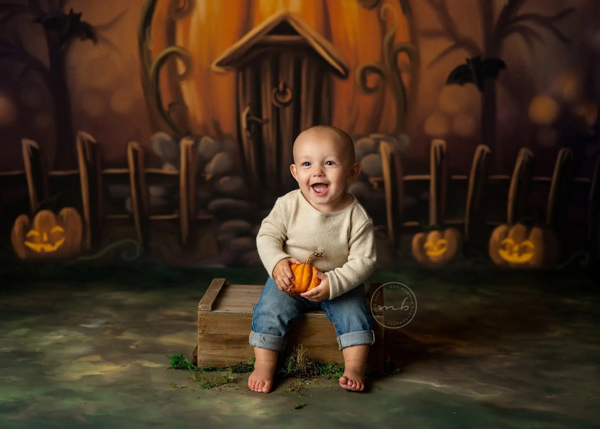 Arrière-plan de maison de citrouille effrayante d'halloween, accessoires de photographie pour enfants et bébés, gâteau d'anniversaire pour adultes et enfants, arrière-plan de Festival Smash 