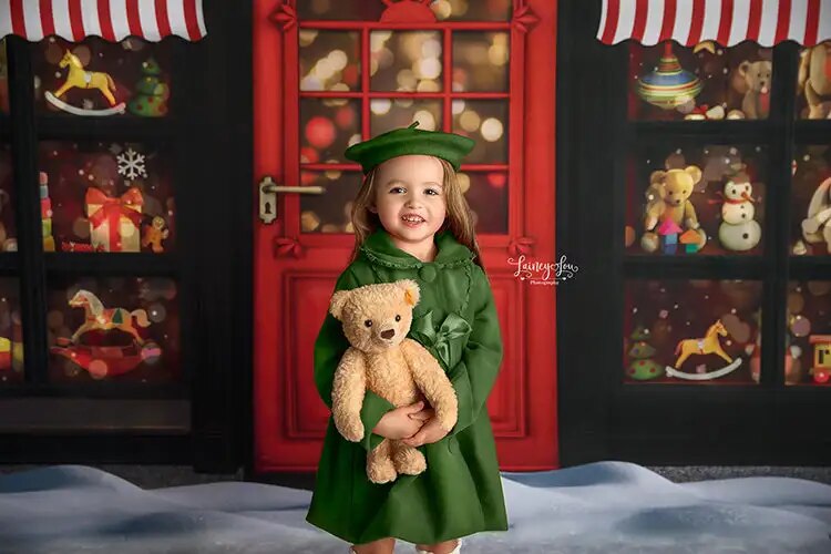 Christmas Village Toy Store Backdrop Child Baby Photography Adult Girl Photocall Snowflake Snowy Street Background