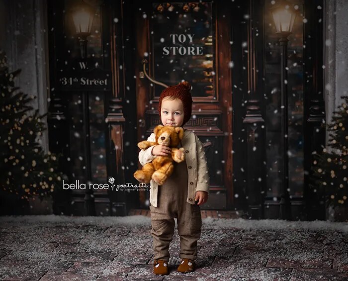 Xmas Miracle on the Street Backdrops Kids Baby Photography Props Child Adult Photocall Decors Christmas  Snowy Street Background