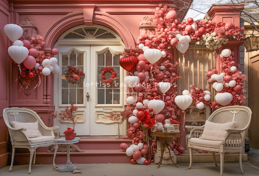 Valentine's Day Shop Front Backdrops Kids Baby Photography Props Child Adult Photocall Rose Floral Kitchen Photocall Backgrounds