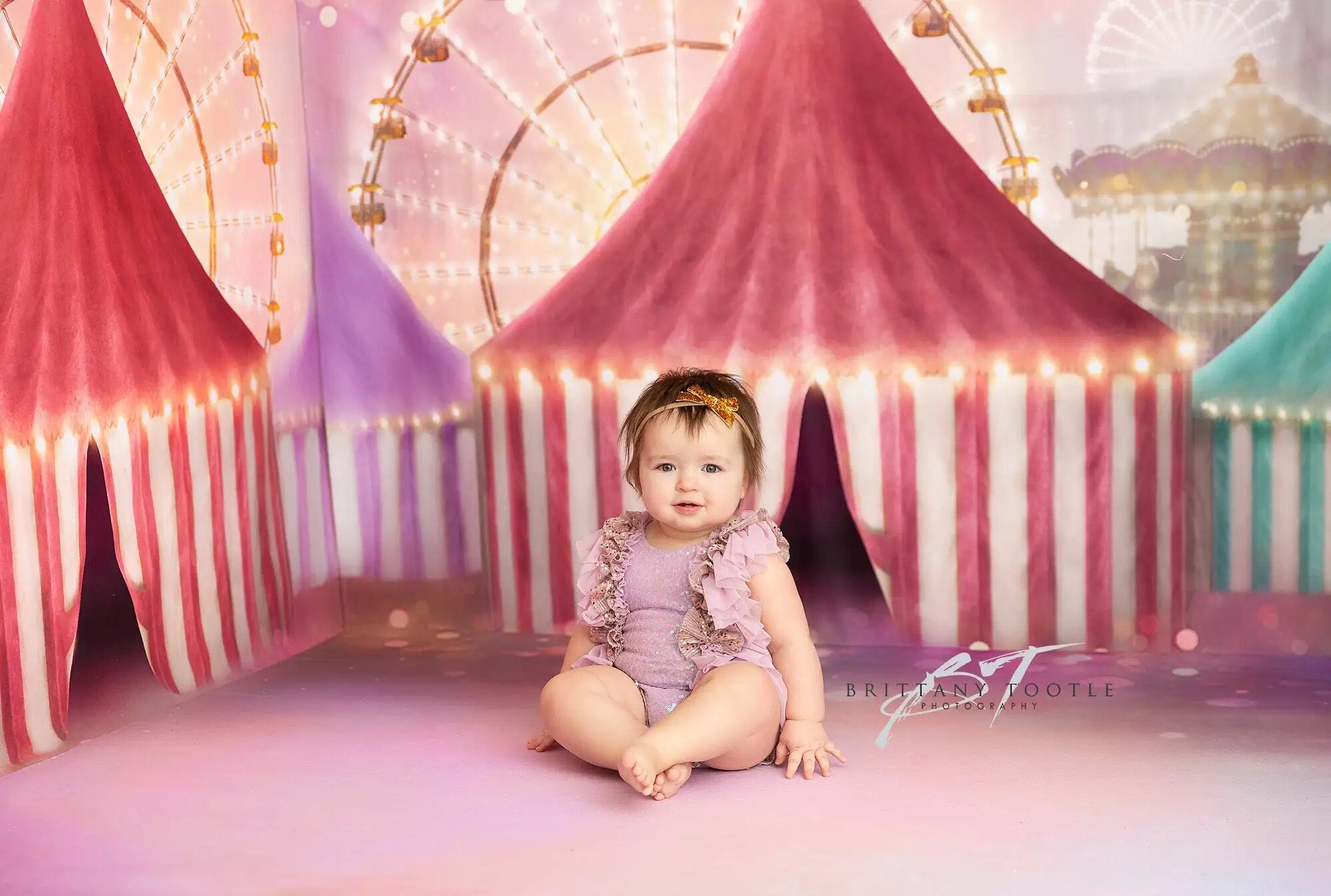 Pastel Carnival Backdrops Kids Baby Photography Props Adult Child Photocall Circus Tent Ferris Wheel Background