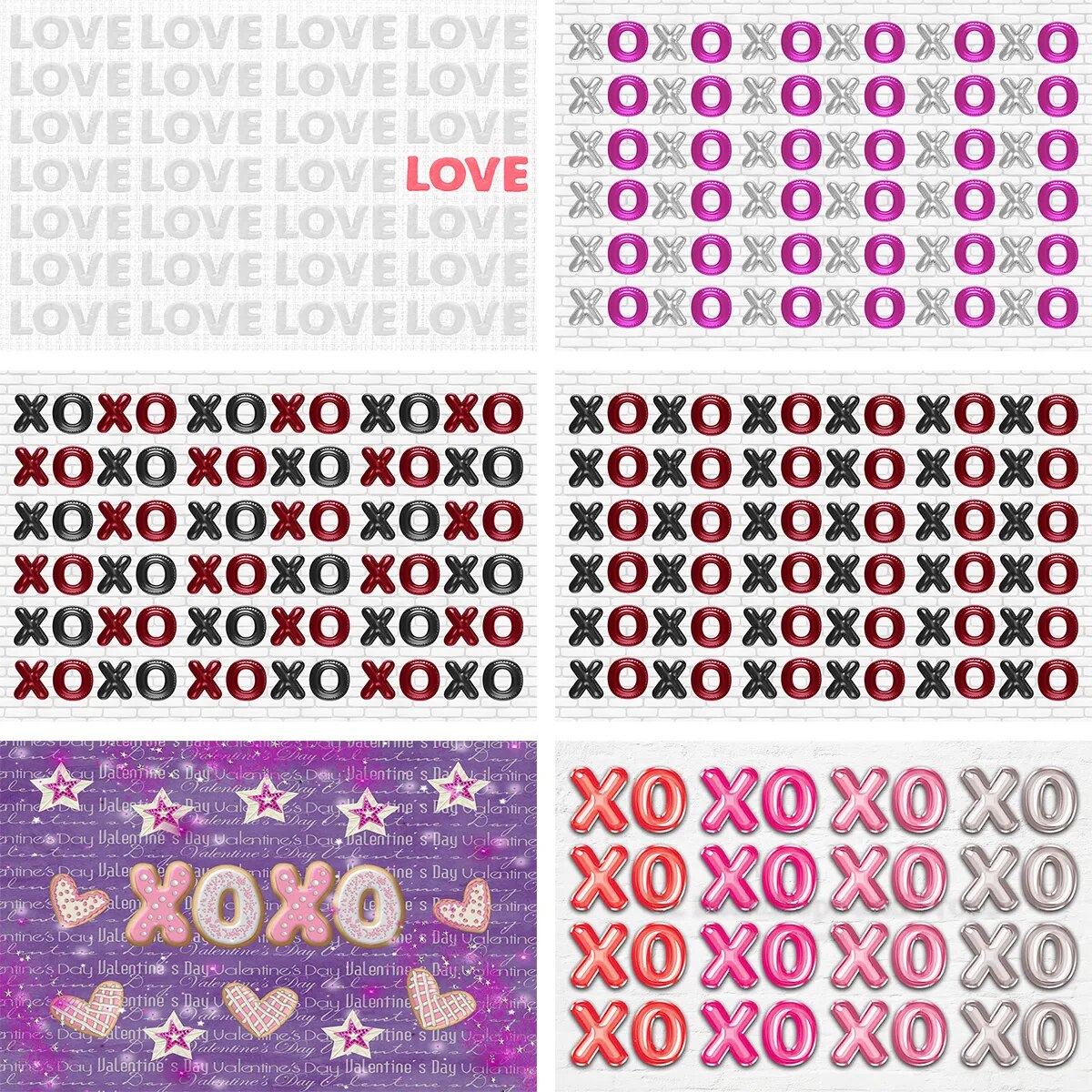 Valentines Day Photography XOXO Backdrops Hand Drawn Lettering LOVE Black Background Photography Datinging background Props