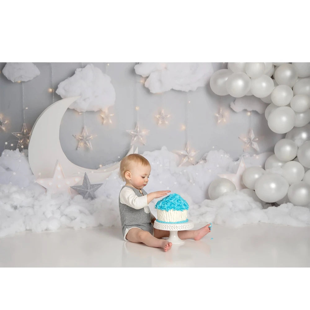 Dreamy by Sweet Memories Photography Backdrop Children Birthday Cake Smash Photo Background Star Moon Decor Photo Studio Props