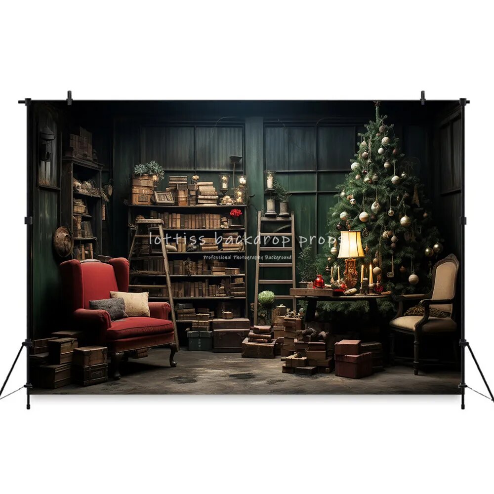 Christmas Living Room Backdrops Kids Photography Adult Child Cake Smash Photocall Fireplace Santa Studio Xmas Trees Background