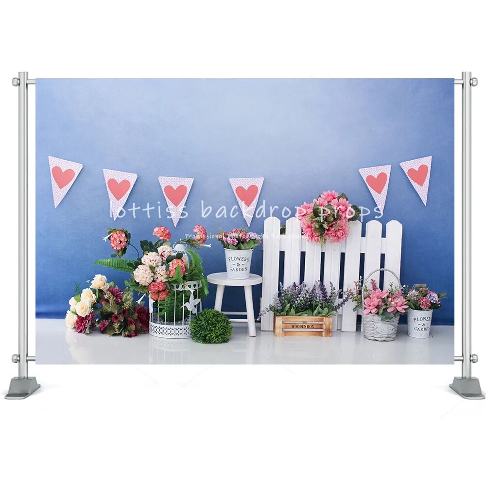 Valentine's Day Photography Backdrop Cake Smash Romantic Scenes Wedding Background Floral Red Rose Heart Love Photocall Banner