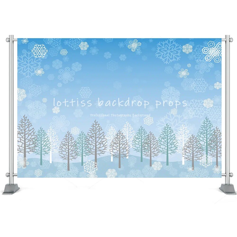 Winter Snowflake Photography Backdrop Wonderland Snow Forest Mountain Natural Landscape Festival Party House Decor Background