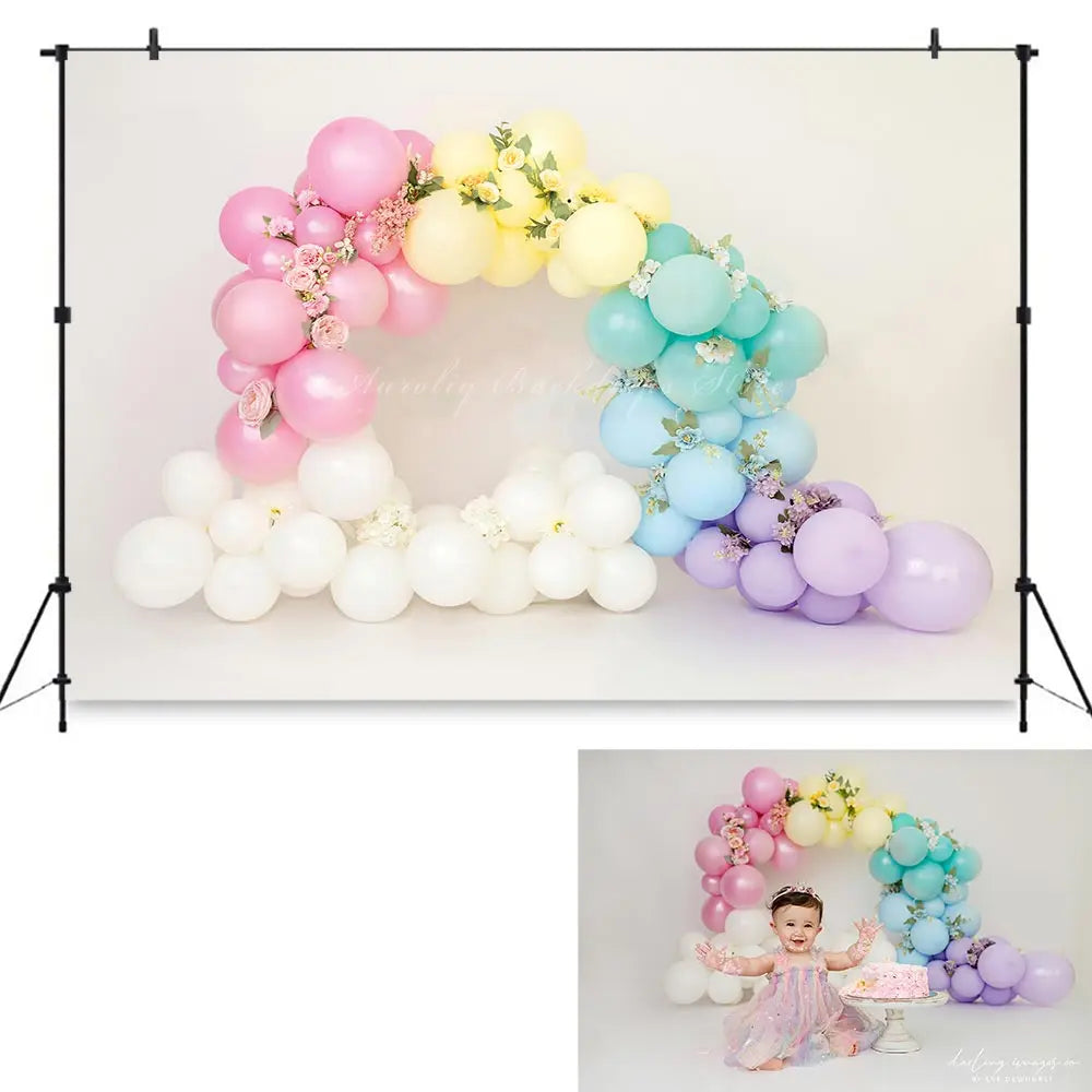 Fabulous Flower Balloons Garland Backdrop Kids Baby Cake Smash Photocall Decors Child Adult Birthday Photography Backgrounds